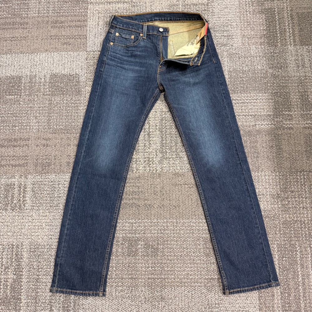 Levis 505 Regular Jeans Mens 30x32 Dark Wash Solid Straight Leg Denim Pants